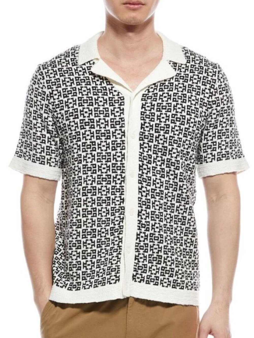 Men’s TRUTH Jacquard Knit Button-Up Shirt – Size Large – NWT